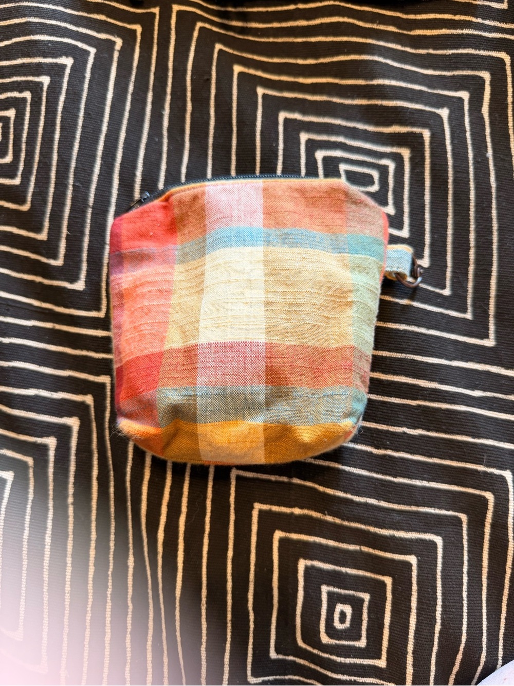 Multicolor Plaid Cotton Small Pouch - Women Bags
